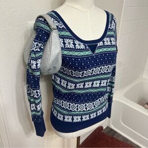 Victoria’s Secret dark blue navy Winter long sleeve shirt holidays pajamas pjs